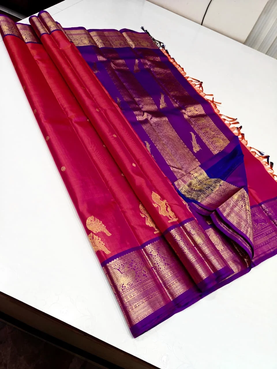 Rani Pink Designer Silk Saree – Pink & Purple & Gold